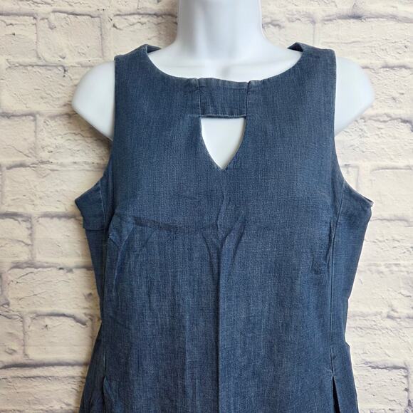 Anne Klein Dress Womens Size 4 Sleeveless Chambray Pockets - Picture 4 of 13